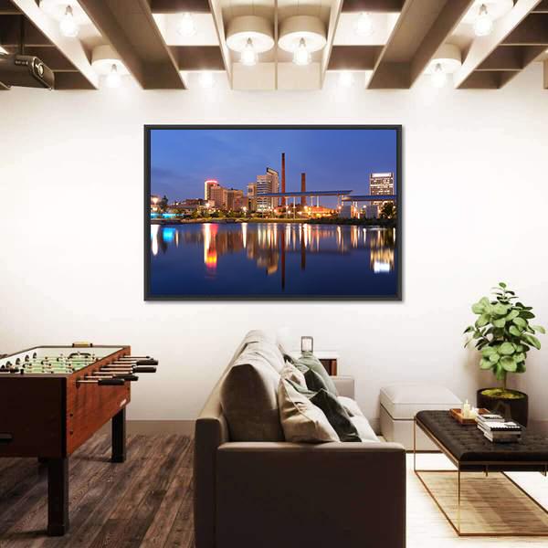 Skyline Of Birmingham Alabama From Railroad Park Canvas Wall Art-3 Horizontal-Gallery Wrap-25" x 16"-Tiaracle