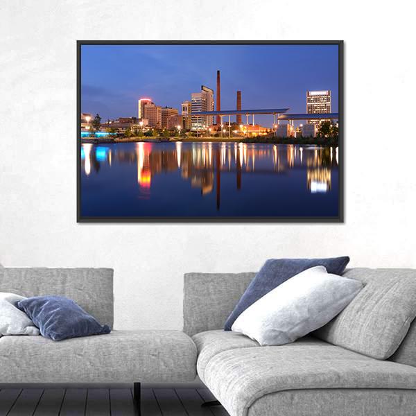 Skyline Of Birmingham Alabama From Railroad Park Canvas Wall Art-3 Horizontal-Gallery Wrap-25" x 16"-Tiaracle