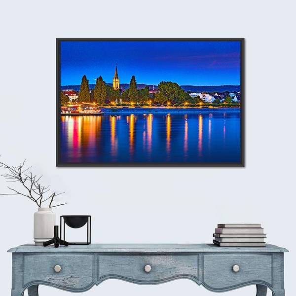 Skyline Of Bonn In Germany Canvas Wall Art-1 Piece-Floating Frame-24" x 16"-Tiaracle