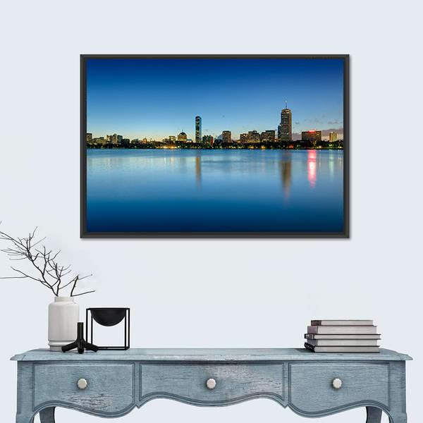 Skyline Of Boston's Back Bay Area Canvas Wall Art-1 Piece-Floating Frame-24" x 16"-Tiaracle