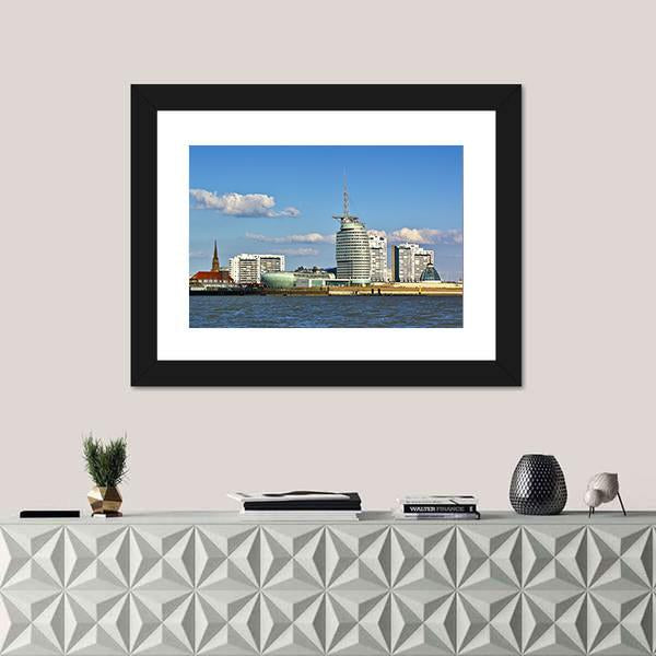 Skyline Of Bremerhaven Canvas Wall Art-1 Piece-Framed Print-20" x 16"-Tiaracle