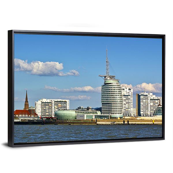 Skyline Of Bremerhaven Canvas Wall Art-3 Horizontal-Gallery Wrap-25" x 16"-Tiaracle