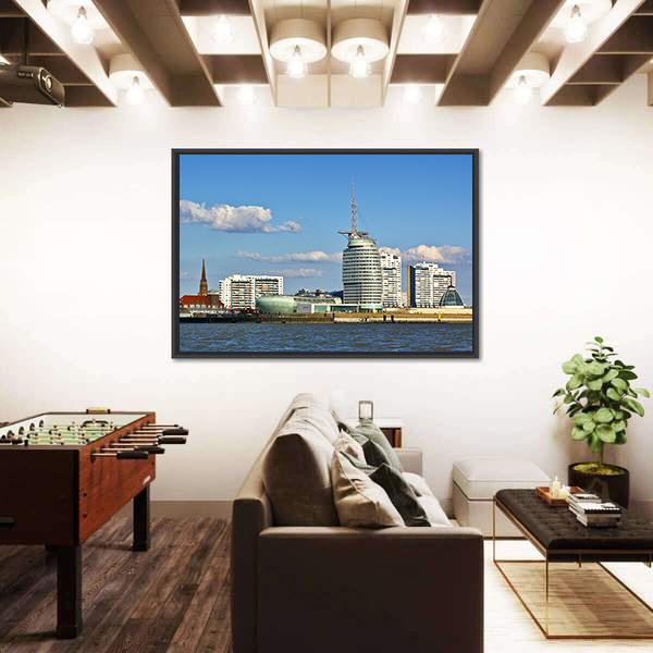 Skyline Of Bremerhaven Canvas Wall Art-3 Horizontal-Gallery Wrap-25" x 16"-Tiaracle