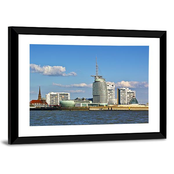 Skyline Of Bremerhaven Canvas Wall Art-3 Horizontal-Gallery Wrap-25" x 16"-Tiaracle