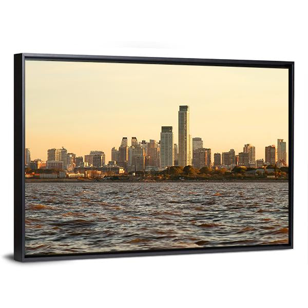 Skyline Of Buenos Aires In Argentina Canvas Wall Art-3 Horizontal-Gallery Wrap-25" x 16"-Tiaracle