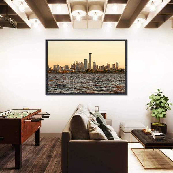 Skyline Of Buenos Aires In Argentina Canvas Wall Art-3 Horizontal-Gallery Wrap-25" x 16"-Tiaracle
