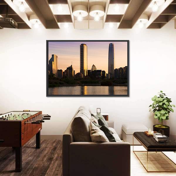 Skyline Of Buildings At Las Condes District Canvas Wall Art-1 Piece-Floating Frame-24" x 16"-Tiaracle