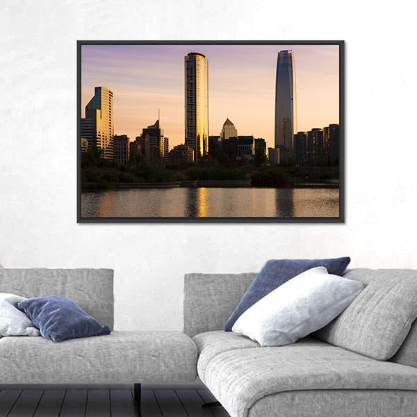 Skyline Of Buildings At Las Condes District Canvas Wall Art-5 Horizontal-Gallery Wrap-22" x 12"-Tiaracle