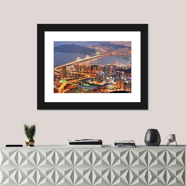 Skyline Of Busan Canvas Wall Art-1 Piece-Framed Print-30" x 20"-Tiaracle