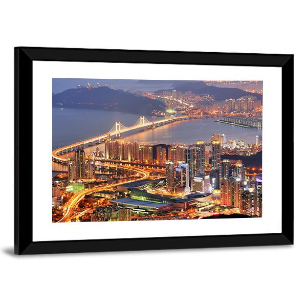 Skyline Of Busan Canvas Wall Art-5 Horizontal-Gallery Wrap-22" x 12"-Tiaracle