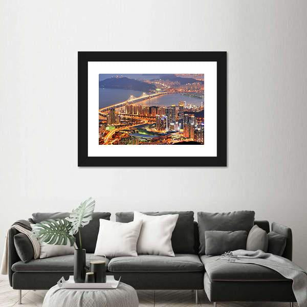 Skyline Of Busan Canvas Wall Art-5 Horizontal-Gallery Wrap-22" x 12"-Tiaracle