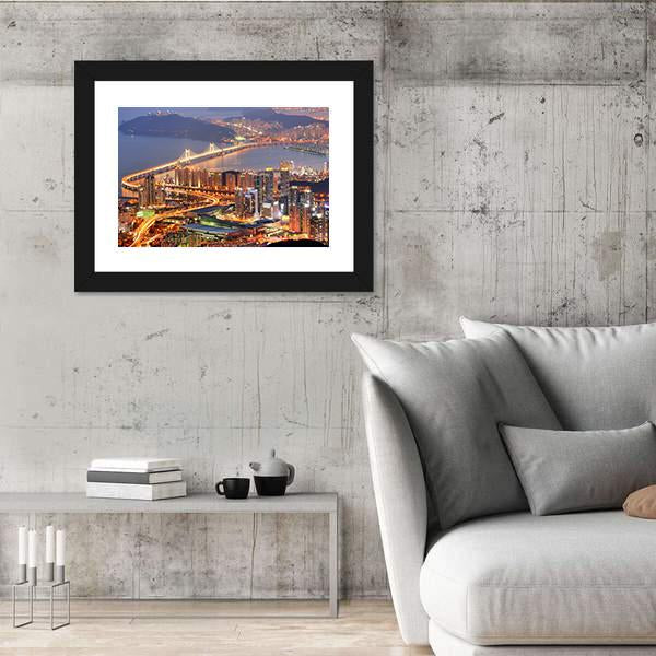 Skyline Of Busan Canvas Wall Art-5 Horizontal-Gallery Wrap-22" x 12"-Tiaracle