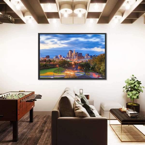 Skyline Of Downtown Hartford Canvas Wall Art-3 Horizontal-Gallery Wrap-25" x 16"-Tiaracle