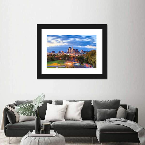 Skyline Of Downtown Hartford Canvas Wall Art-3 Horizontal-Gallery Wrap-25" x 16"-Tiaracle