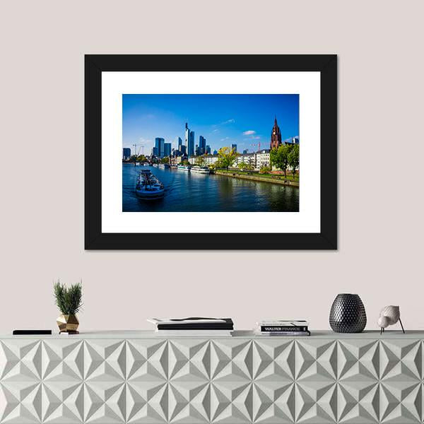 Skyline Of Frankfurt Canvas Wall Art-1 Piece-Framed Print-20" x 16"-Tiaracle