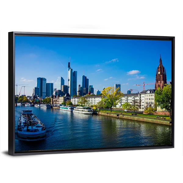 Skyline Of Frankfurt Canvas Wall Art-3 Horizontal-Gallery Wrap-25" x 16"-Tiaracle