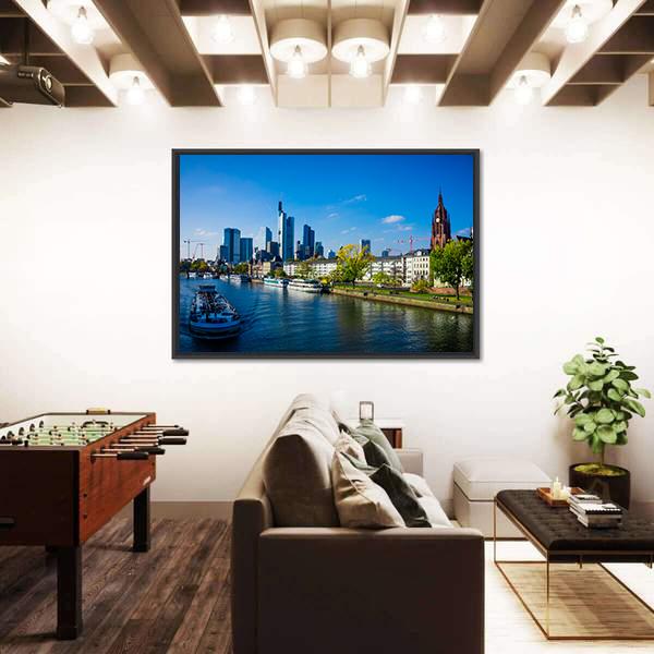 Skyline Of Frankfurt Canvas Wall Art-3 Horizontal-Gallery Wrap-25" x 16"-Tiaracle