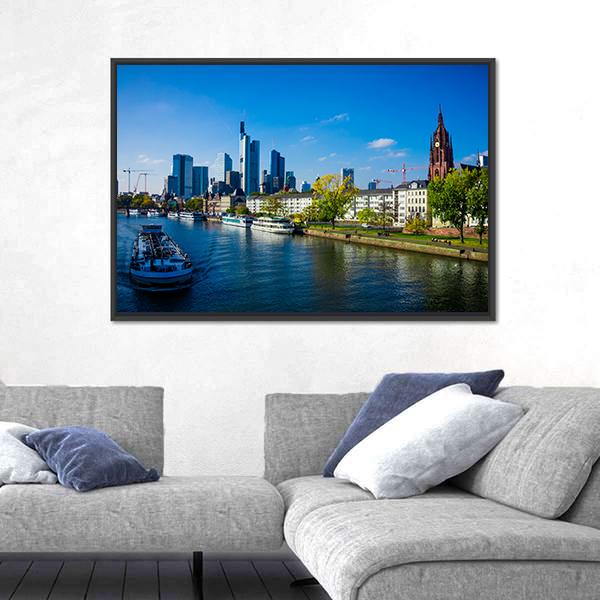 Skyline Of Frankfurt Canvas Wall Art-3 Horizontal-Gallery Wrap-25" x 16"-Tiaracle