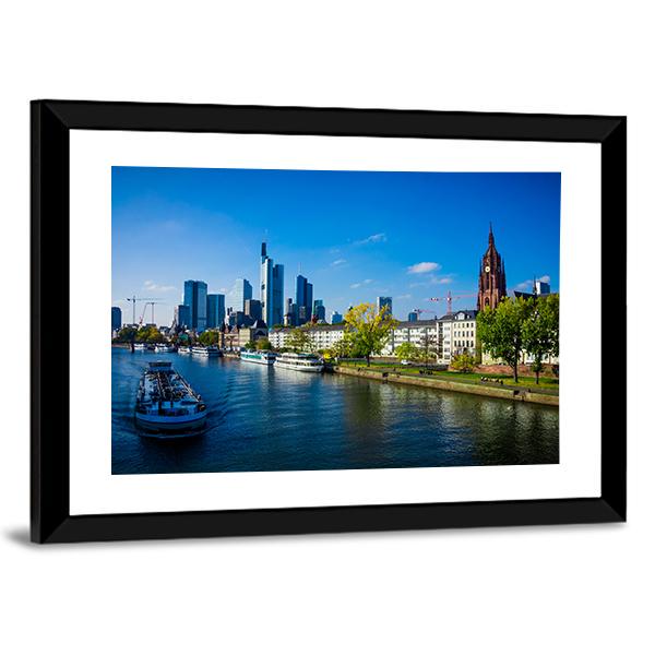 Skyline Of Frankfurt Canvas Wall Art-3 Horizontal-Gallery Wrap-25" x 16"-Tiaracle