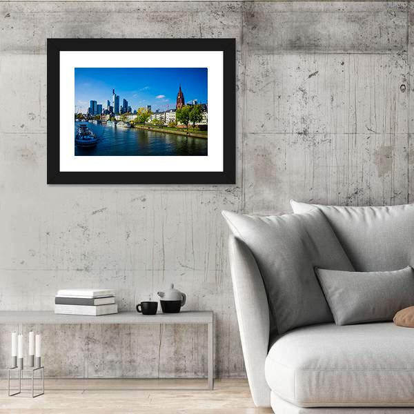 Skyline Of Frankfurt Canvas Wall Art-3 Horizontal-Gallery Wrap-25" x 16"-Tiaracle