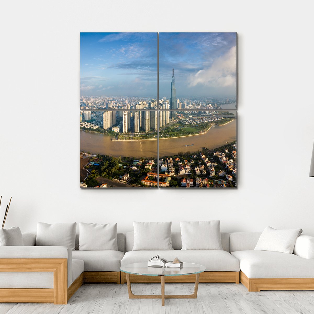 Skyline Of Ho Chi Minh Canvas Wall Art-4 Square-Gallery Wrap-17" x 17"-Tiaracle