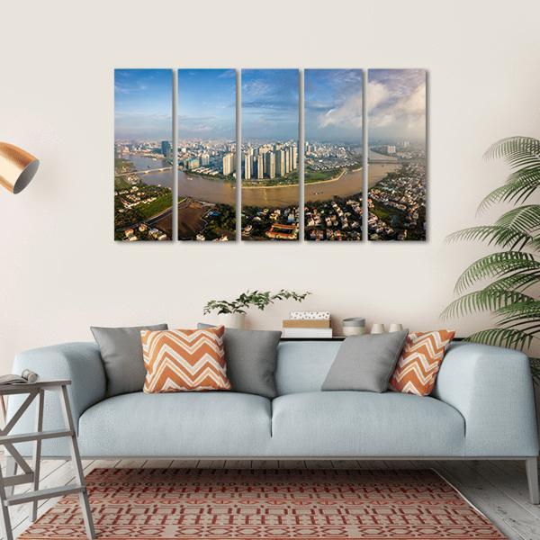 Skyline Of Ho Chi Minh Canvas Wall Art-5 Horizontal-Gallery Wrap-22" x 12"-Tiaracle