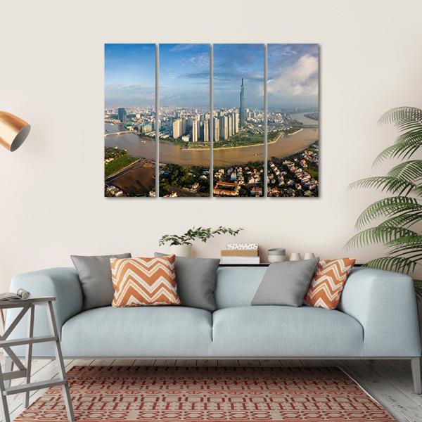 Skyline Of Ho Chi Minh Canvas Wall Art-5 Horizontal-Gallery Wrap-22" x 12"-Tiaracle