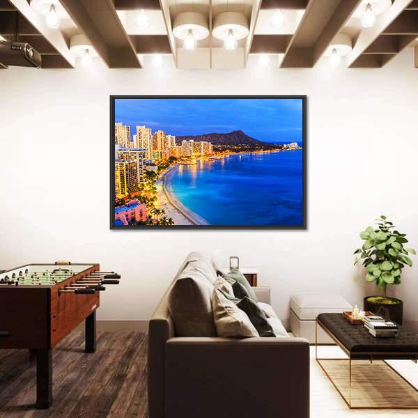 Skyline Of Honolulu Canvas Wall Art-5 Horizontal-Gallery Wrap-22" x 12"-Tiaracle