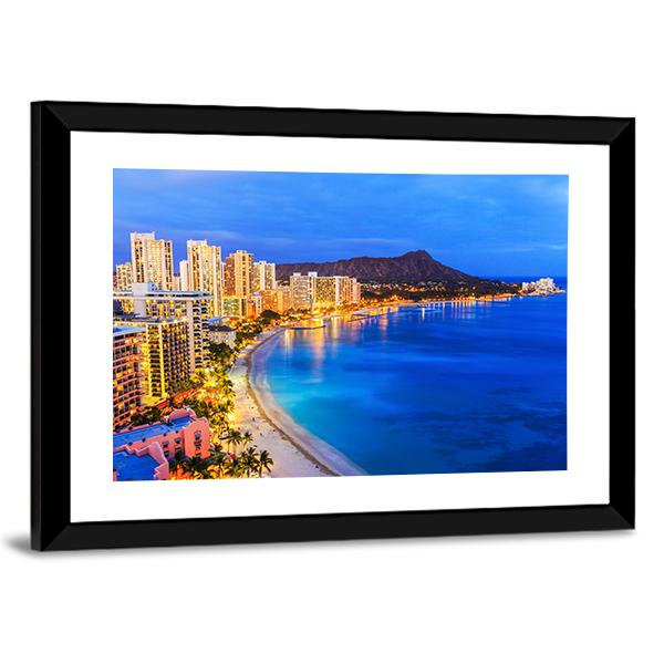 Skyline Of Honolulu Canvas Wall Art-5 Horizontal-Gallery Wrap-22" x 12"-Tiaracle