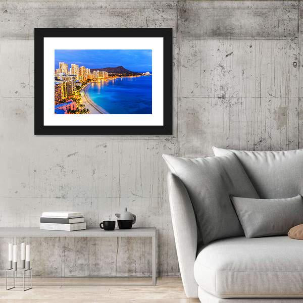 Skyline Of Honolulu Canvas Wall Art-5 Horizontal-Gallery Wrap-22" x 12"-Tiaracle