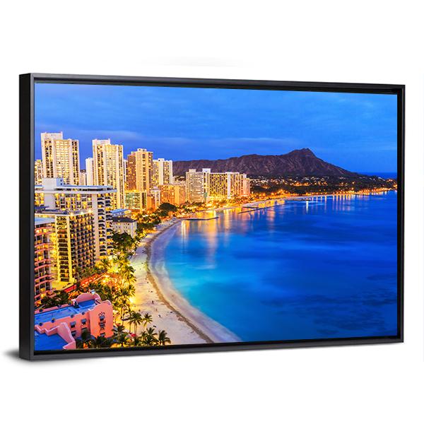 Skyline Of Honolulu Canvas Wall Art-5 Horizontal-Gallery Wrap-22" x 12"-Tiaracle