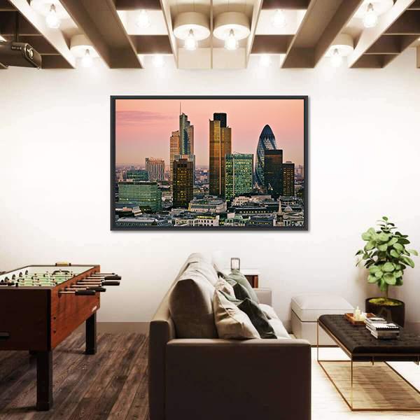 Skyline Of London Canvas Wall Art-1 Piece-Floating Frame-24" x 16"-Tiaracle