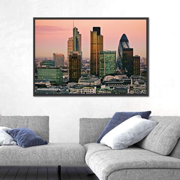 Skyline Of London Canvas Wall Art-5 Horizontal-Gallery Wrap-22" x 12"-Tiaracle