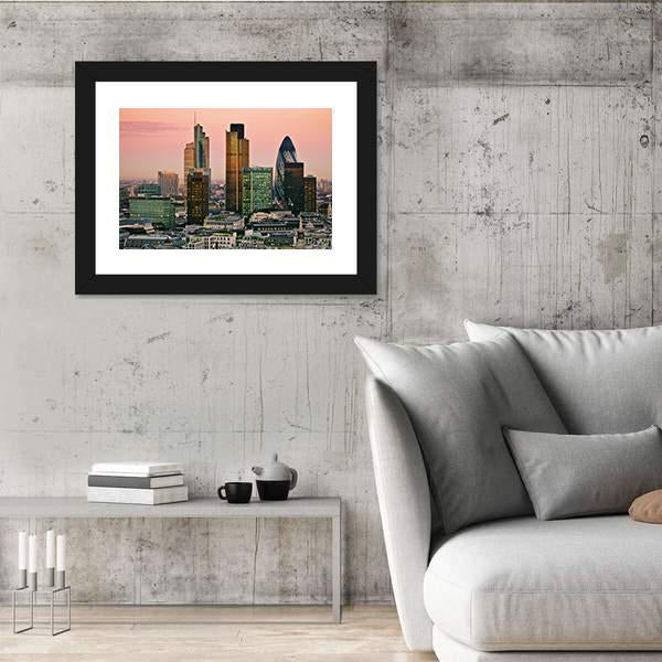 Skyline Of London Canvas Wall Art-5 Horizontal-Gallery Wrap-22" x 12"-Tiaracle