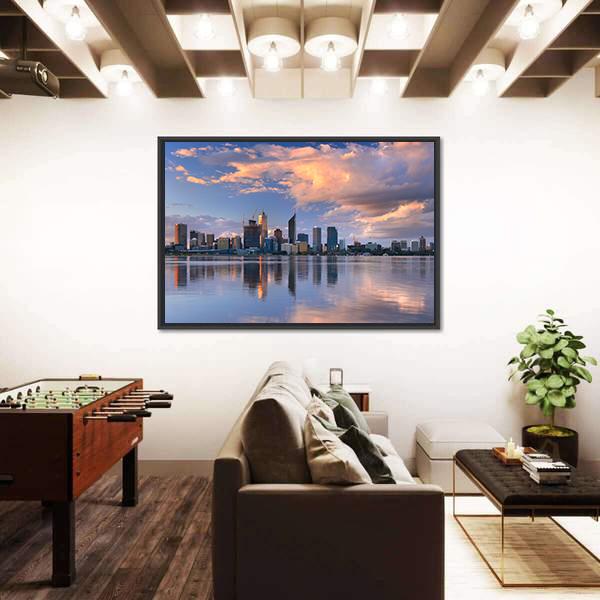 Skyline Of Perth Canvas Wall Art-1 Piece-Floating Frame-24" x 16"-Tiaracle