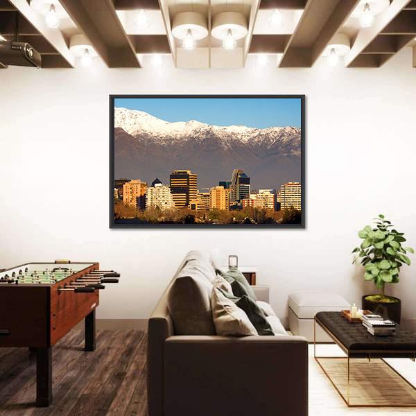 Skyline Of Providencia District In Santiago De Chile Canvas Wall Art-1 Piece-Floating Frame-24" x 16"-Tiaracle