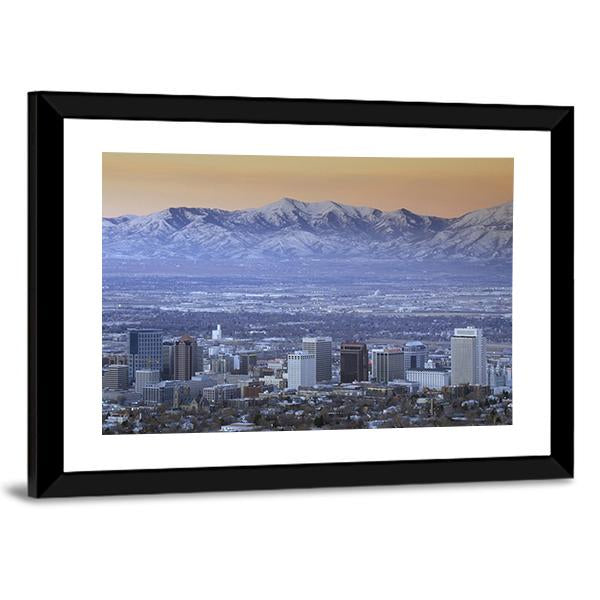 Skyline Of Salt Lake City Canvas Wall Art-3 Horizontal-Gallery Wrap-25" x 16"-Tiaracle