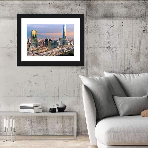 Skyline Of Santiago De Chile with Modern Buildings Canvas Wall Art-5 Horizontal-Gallery Wrap-22" x 12"-Tiaracle