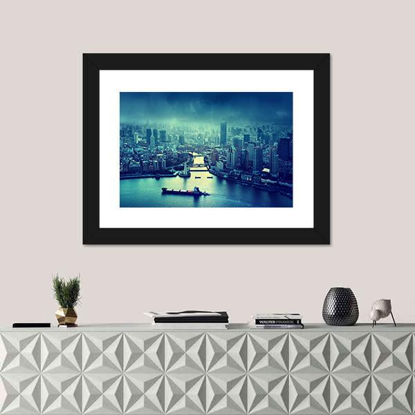 Skyline Of Shanghai Canvas Wall Art-1 Piece-Framed Print-30&quot; x 20&quot;-Tiaracle