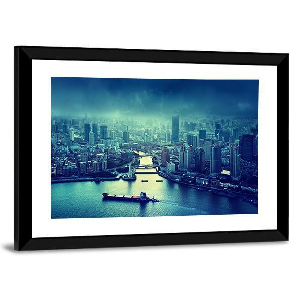 Skyline Of Shanghai Canvas Wall Art-5 Horizontal-Gallery Wrap-22" x 12"-Tiaracle