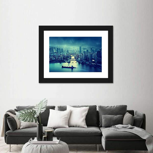 Skyline Of Shanghai Canvas Wall Art-5 Horizontal-Gallery Wrap-22" x 12"-Tiaracle