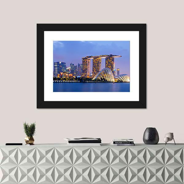 Skyline Of Singapore Canvas Wall Art-1 Piece-Framed Print-30" x 20"-Tiaracle