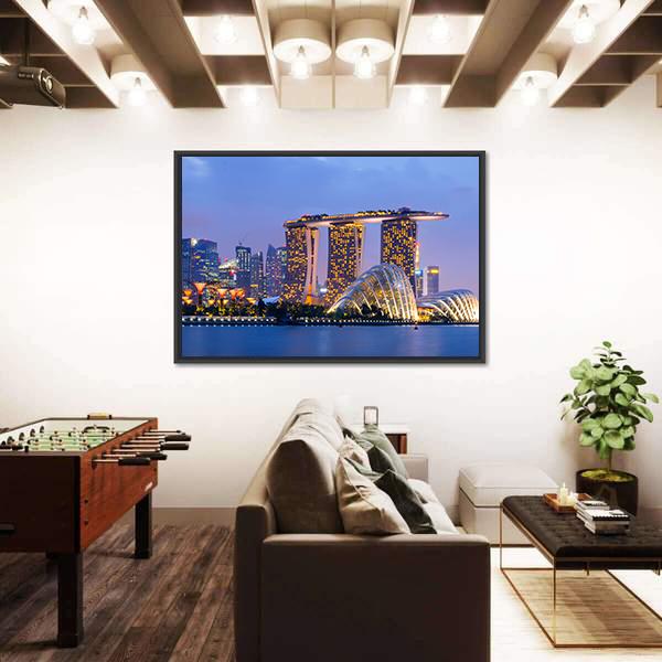 Skyline Of Singapore Canvas Wall Art-5 Horizontal-Gallery Wrap-22" x 12"-Tiaracle