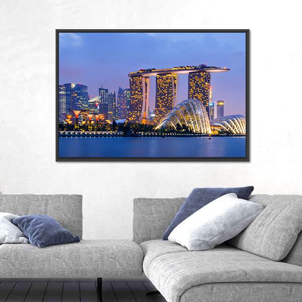 Skyline Of Singapore Canvas Wall Art-5 Horizontal-Gallery Wrap-22" x 12"-Tiaracle