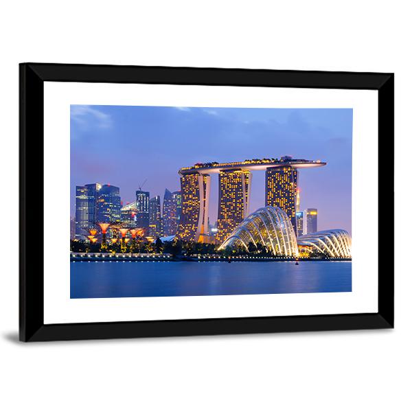 Skyline Of Singapore Canvas Wall Art-5 Horizontal-Gallery Wrap-22" x 12"-Tiaracle