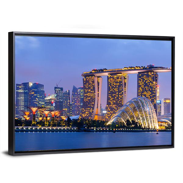 Skyline Of Singapore Canvas Wall Art-5 Horizontal-Gallery Wrap-22" x 12"-Tiaracle