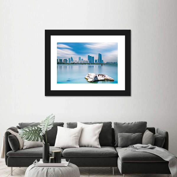 Skyline Of Suzhou Jinji Lake Canvas Wall Art-1 Piece-Framed Print-20" x 16"-Tiaracle