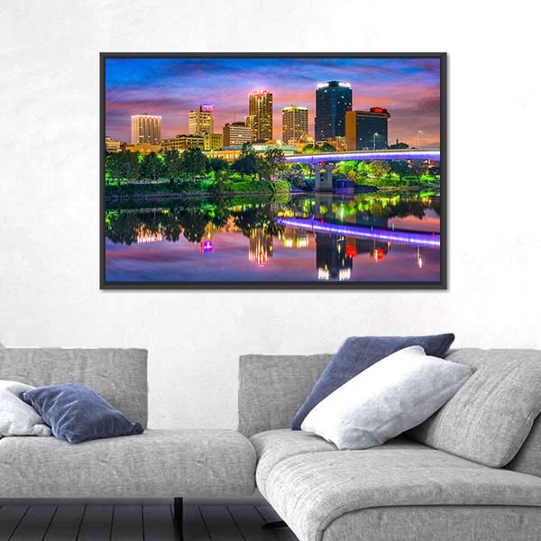 Skyline On The Arkansas River Canvas Wall Art-3 Horizontal-Gallery Wrap-25" x 16"-Tiaracle