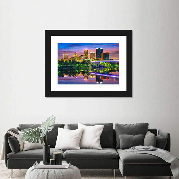 Skyline On The Arkansas River Canvas Wall Art-3 Horizontal-Gallery Wrap-25" x 16"-Tiaracle