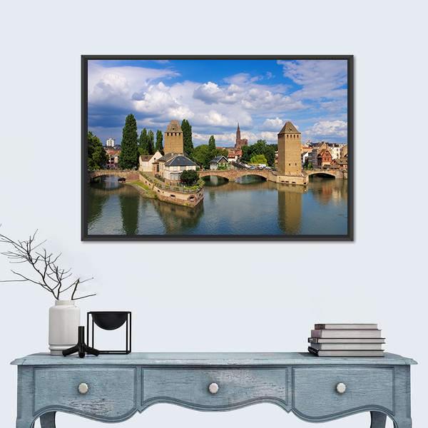 Skyline Strasbourg In Alsace Canvas Wall Art-1 Piece-Floating Frame-24" x 16"-Tiaracle
